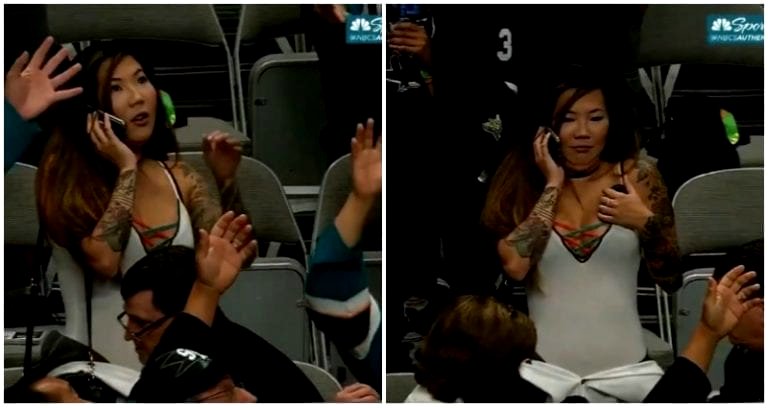 San Jose Sharks Fan Catches Hockey Puck Like a Ninja Using Her Chest