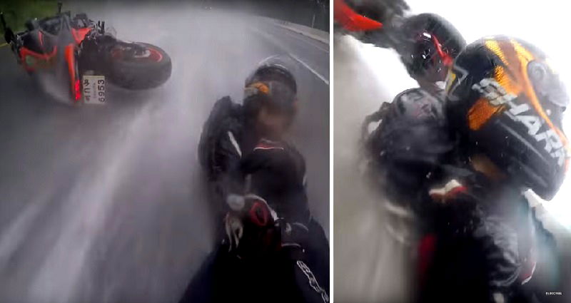 Terrifying Video Shows Motorcyclist Shielding Girlfriend From Near-D‌‌e‌a‌th A‌cc‌i‌d‌ent on Thai Freeway