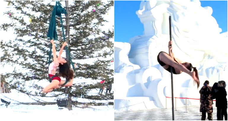 Pole Dancers Compete in China’s Cold Competition in -22° Weather