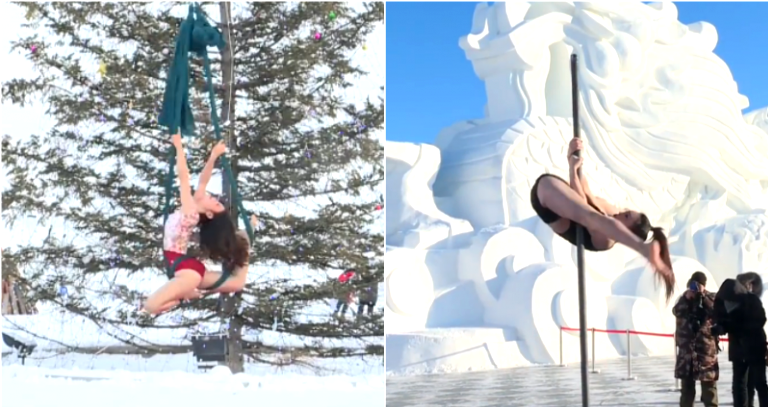 Pole Dancers Compete in China’s Cold Competition in -22° Weather