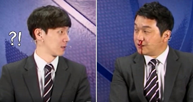 Korean Sportscaster Casually Continues Live Broadcast as Blood Gushes From Nose