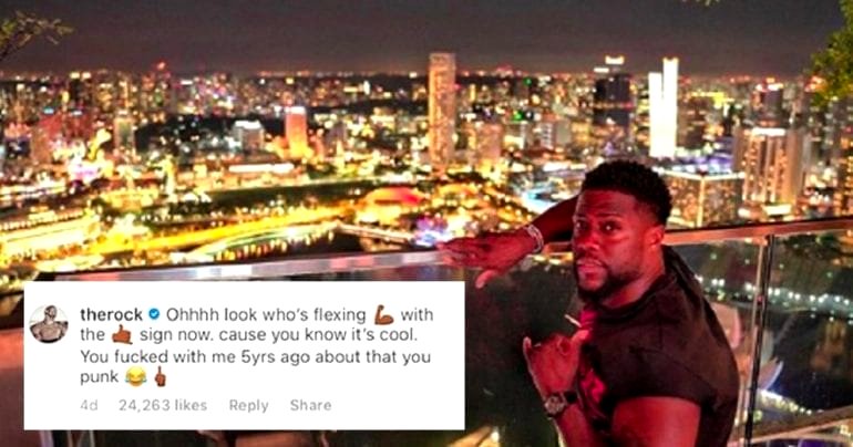 The Rock Roasts Kevin Hart Flexing in Singapore on Instagram