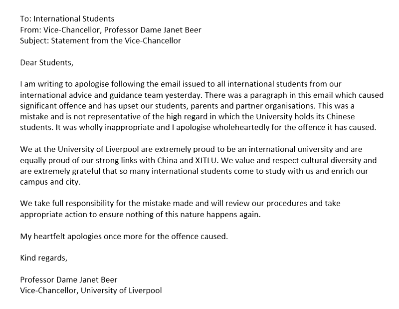 The University of Liverpool sparked outrage after allegedly singling out Chinese students in an anti-cheating notice released ahead of exams this month.