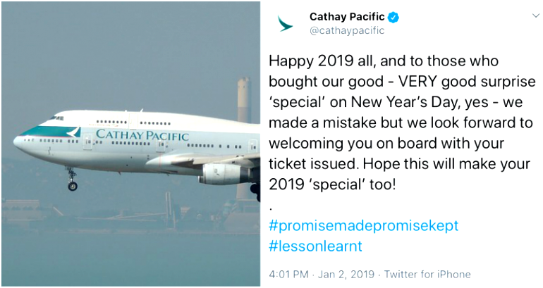 Cathay Pacific Mistakenly Sells $16,000 First Class Tickets for Just $1,100