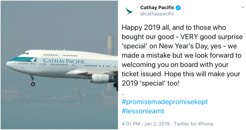 Cathay Pacific Mistakenly Sells $16,000 First Class Tickets for Just $1,100