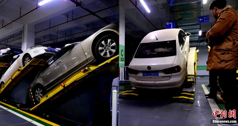 Chinese City Experiments With ‘Inclined’ Parking Spots to Save Space