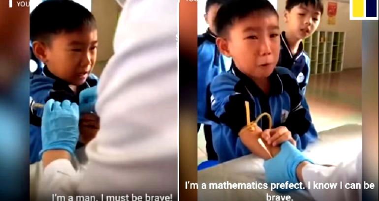 Adorable Chinese Boy Talks Himself into Overcoming Fear of Needles in Viral Video