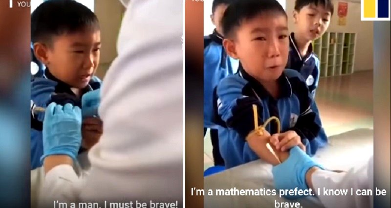 Adorable Chinese Boy Talks Himself into Overcoming Fear of Needles in Viral Video