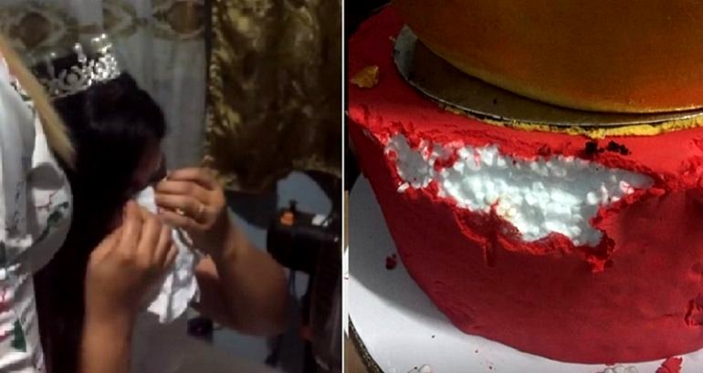 Filipina Bride Breaks Down After Discovering Wedding Cake is Made of Styrofoam
