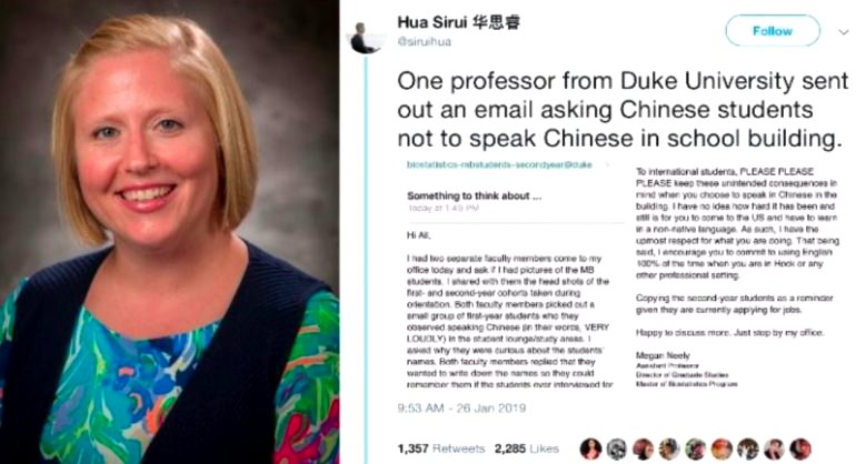 Duke University Professor Has ‘Deep Regret’ After Urging Students Not To Speak Chinese