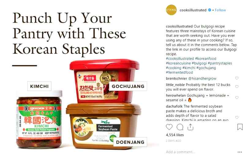 Cook’s Illustrated has come under fire after an Instagram post showing what supposedly are “staples” in the Korean dish, bulgogi and a Japanese brand for kimchi.