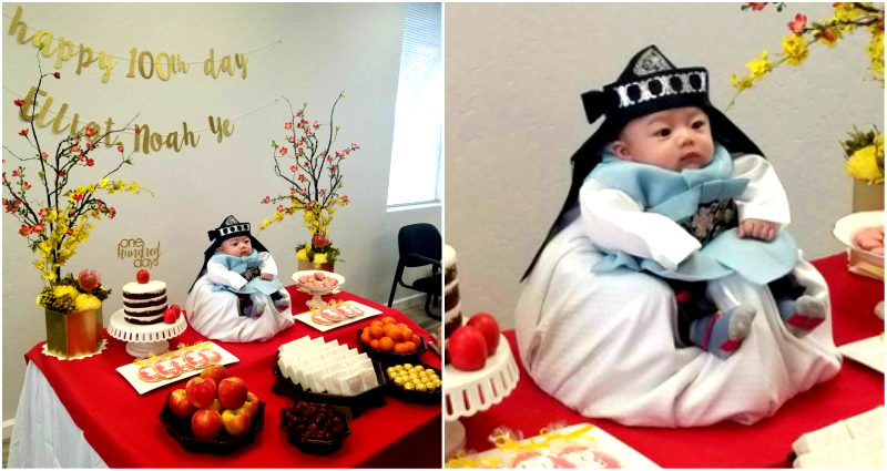 Baby Celebrates 100th Day Korean Emperor-Style and Twitter is Loving It