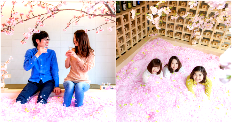 This Bar in Tokyo Has an Actual Pool of Cherry Blossoms