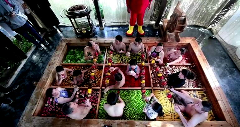 Hotel in China Opens Hotpot-Themed Hot Spring with Actual Veggies