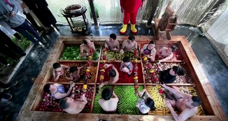 Hotel in China Opens Hotpot-Themed Hot Spring with Actual Veggies