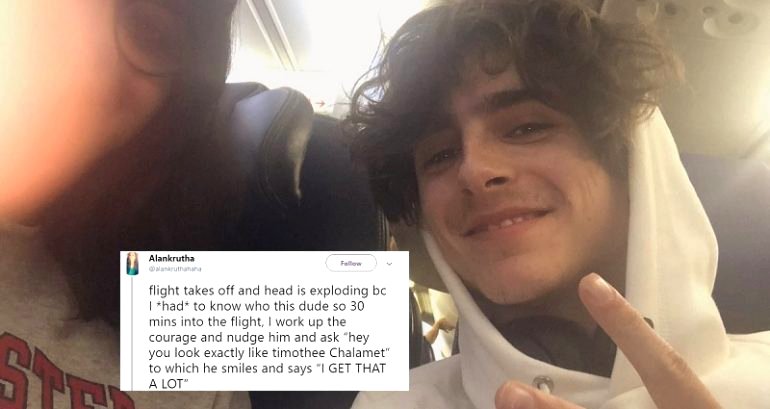 Fan Discovers She’s Sitting Next to Timothée Chalamet on Flight and Reports Everything to Twitter
