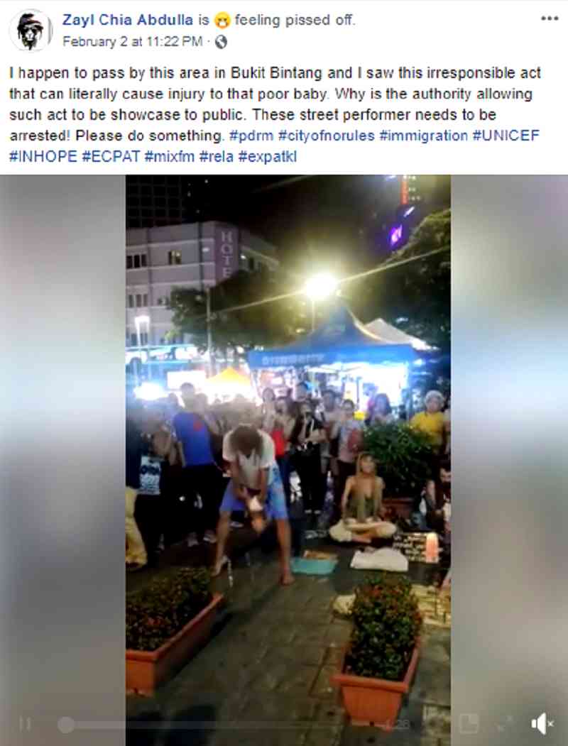 A revolting video recently emerged on social media featuring a group of begpackers (travelers who ask for handouts to fund their travels) using a real baby as a prop during a bizarre “street performance” in Kuala Lumpur, Malaysia.