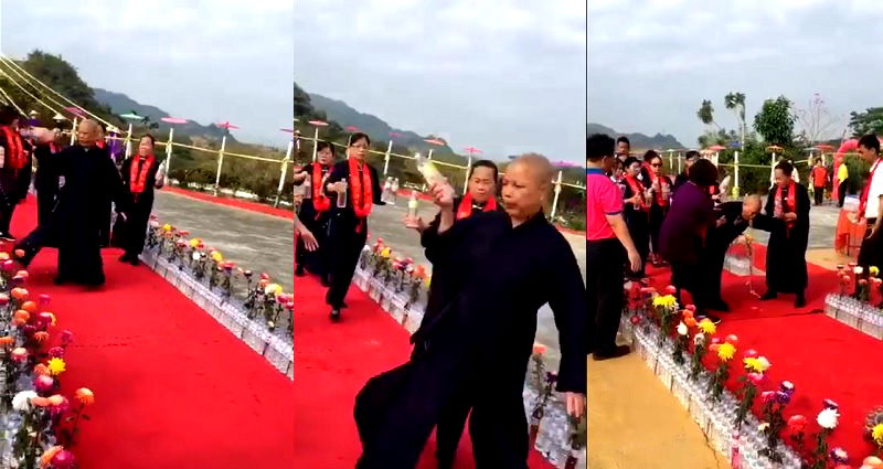 Buddhist Master Throws Up on Carpet After Spinning for 4 Minutes Straight During Ceremony