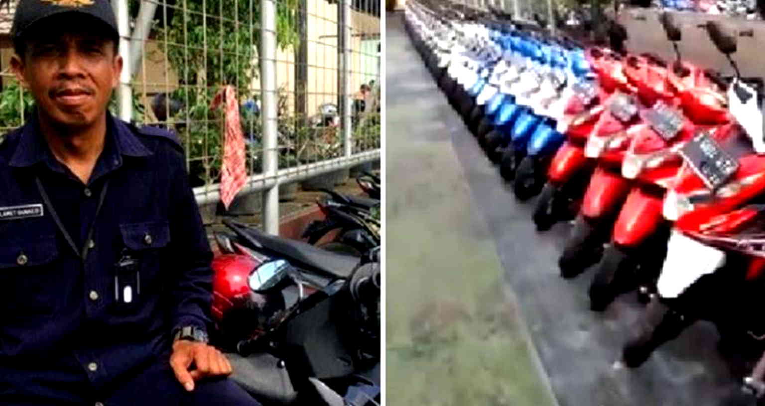 Indonesian Security Guard ‘Sparks Joy’ After Arranging Students’ Motorcycles By Color
