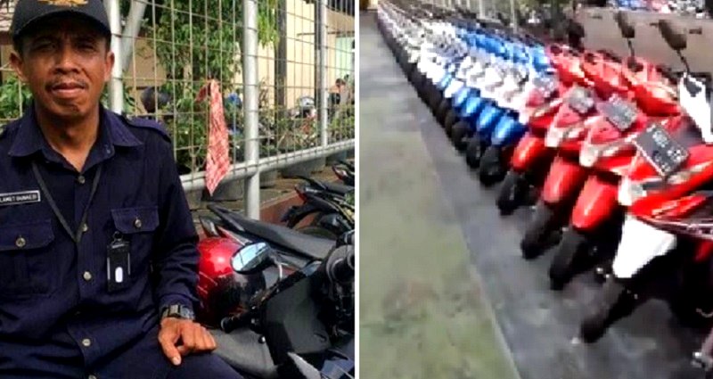 Indonesian Security Guard ‘Sparks Joy’ After Arranging Students’ Motorcycles By Color