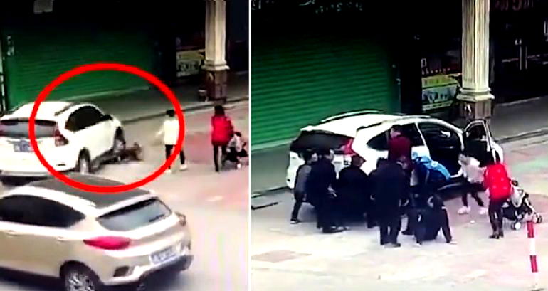 Toddler Run Over By Car in China Escapes With Scrapes After Being Saved By Hero Strangers