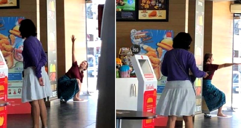 Foreign Woman Does Impromptu Yoga Session Inside a McDonald’s in Thailand