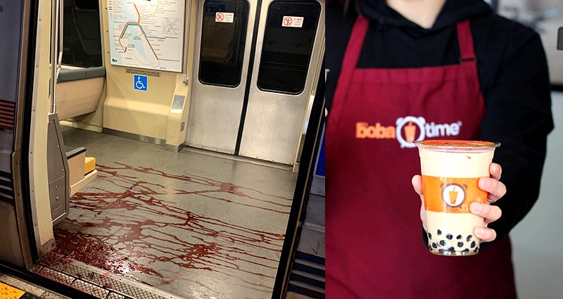 Sinister Red Mystery Spill on BART Turns Out to Be Boba Milk Tea