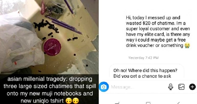 Boba Lover Spills $15 of Milk Tea, Chatime Comes to Her Rescue
