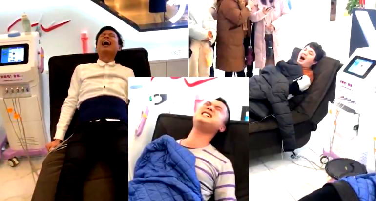 Men Scream Like Girls at the Mall After Experiencing the Pain of Childbirth