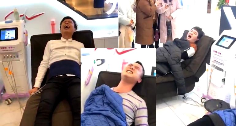 Men Scream Like Girls at the Mall After Experiencing the Pain of Childbirth