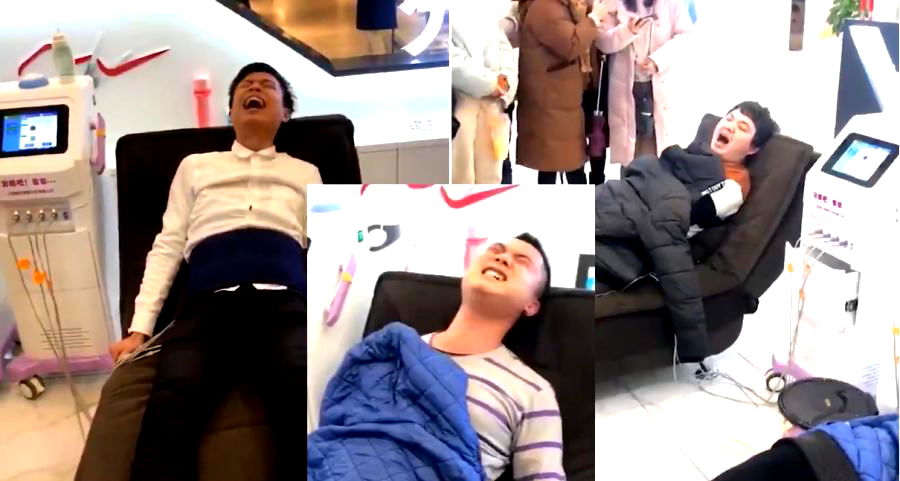 Men Scream Like Girls at the Mall After Experiencing the Pain of Childbirth