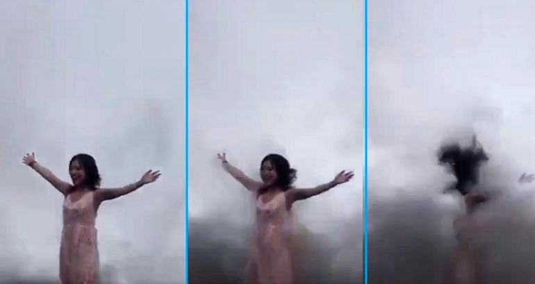 Tourist Poses For Photos in Bali, Gets Swept Away By Massive Wave