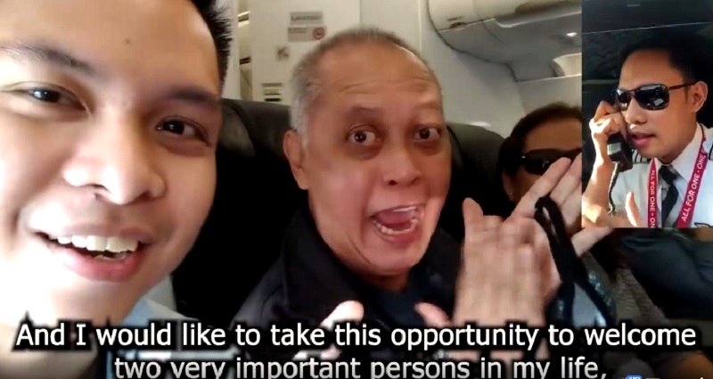 Filipino Pilot Surprises Parents With Touching Announcement Before Their First Flight Together