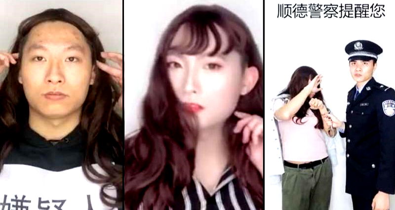 Chinese Policeman Morphs Into a Pretty Woman to Warn Against Catfishing Scams