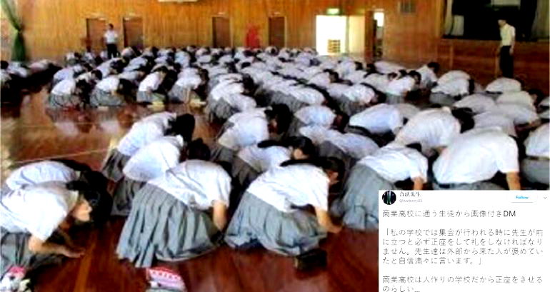 High School in Japan Criticized for Making Students Kneel and Bow During Assembly