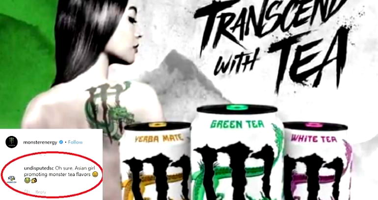 Monster Fetishizes Asian Woman to Sell Their New ‘Dragon Tea’ Drinks