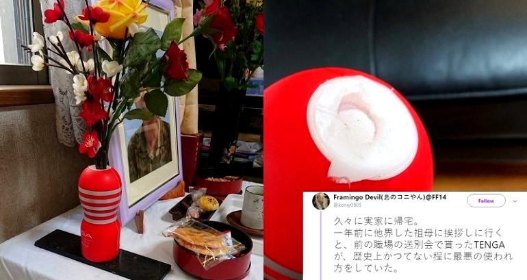 Man Shocked to Discover ‘Flower Vase’ on Grandma’s Altar is a Sex Toy