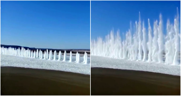 Watch People Blow Up This Frozen River in China To Stop Flooding