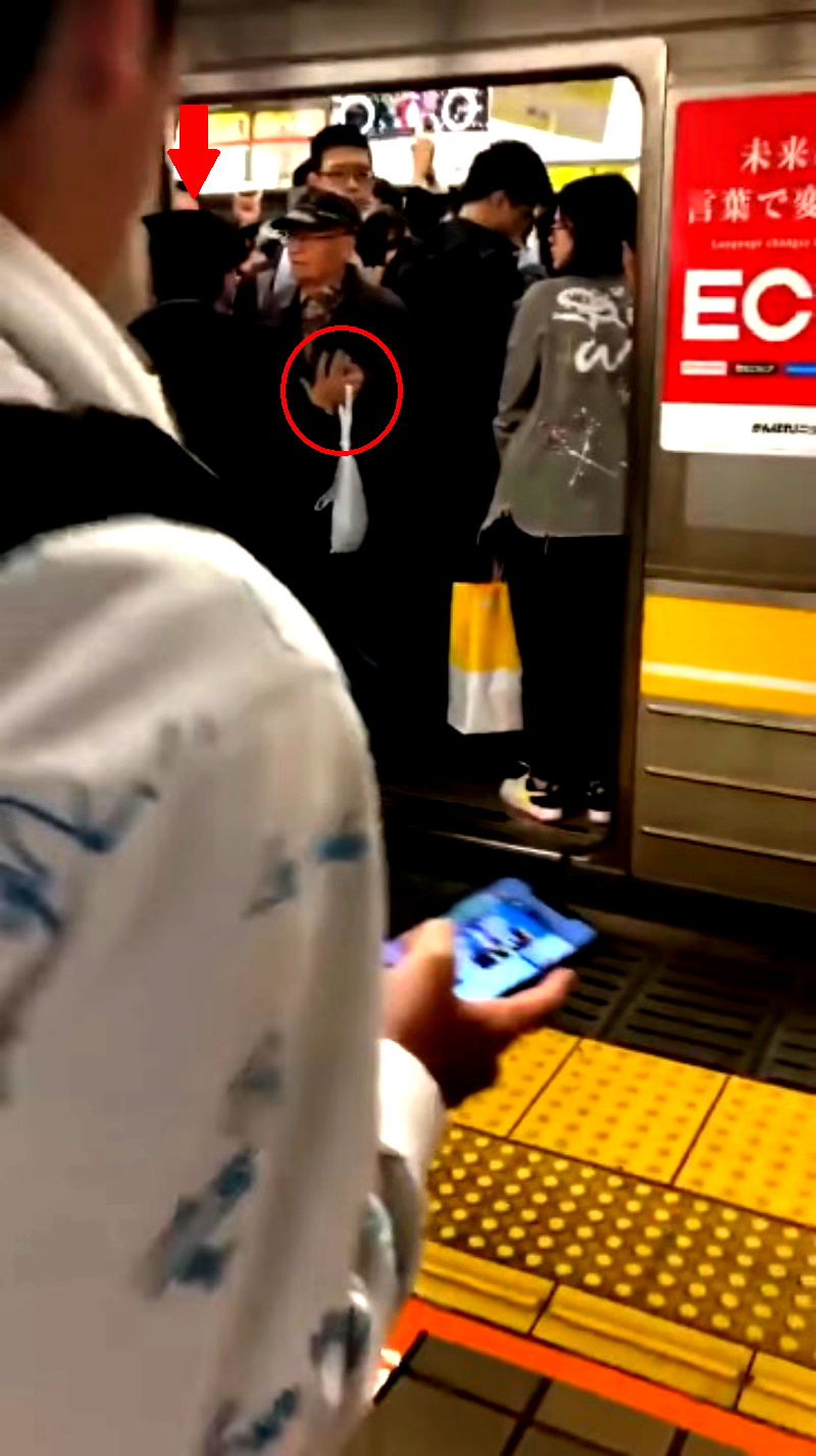 An elderly Japanese commuter who managed to stop a train has gone viral on social media.