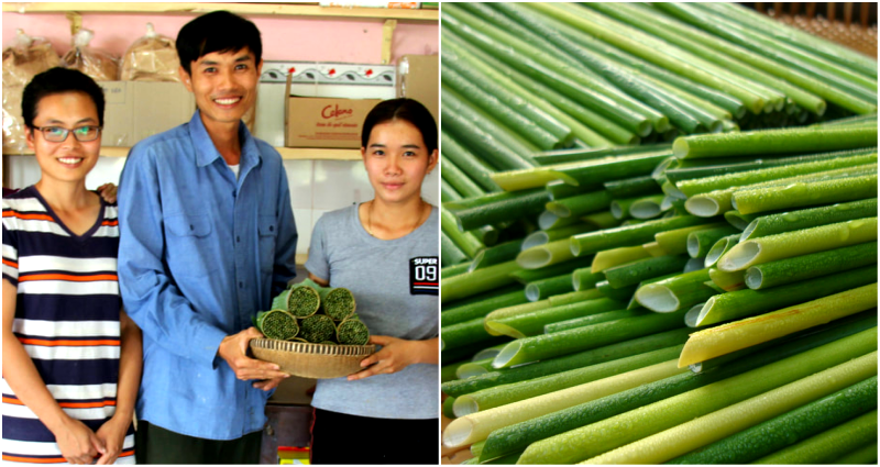 Vietnamese Man Makes Eco-Friendly Straws From Wild Grass That Costs 2 Cents Each