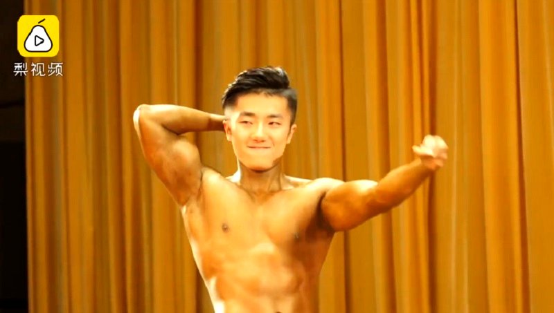 Male students at Tsinghua University in China recently took to the stage to showcase their hunky physique. 