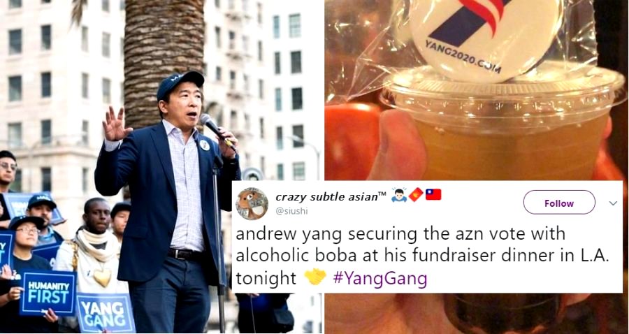 Andrew Yang Has Been Serving Alcoholic Boba at His Fundraisers and I Only Just Found Out