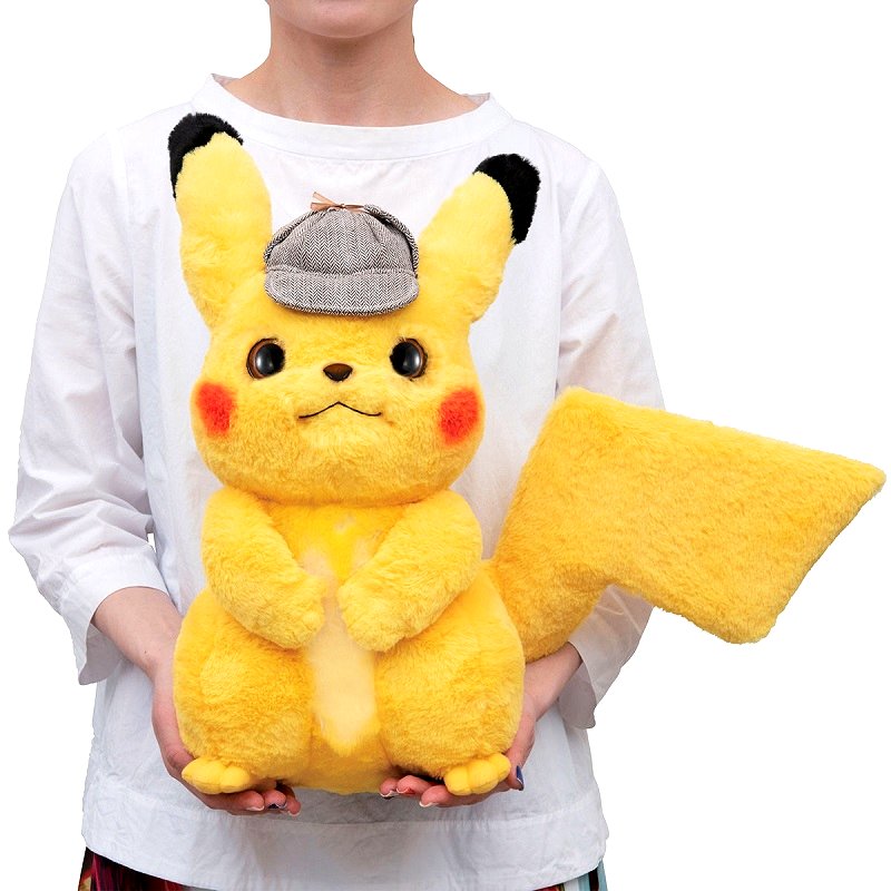 A new life-sized plushie of “Detective Pikachu” with adjustable arms, legs, ears, and tails is now available for order online.