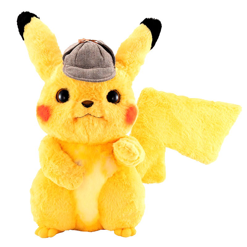 A new life-sized plushie of “Detective Pikachu” with adjustable arms, legs, ears, and tails is now available for order online.