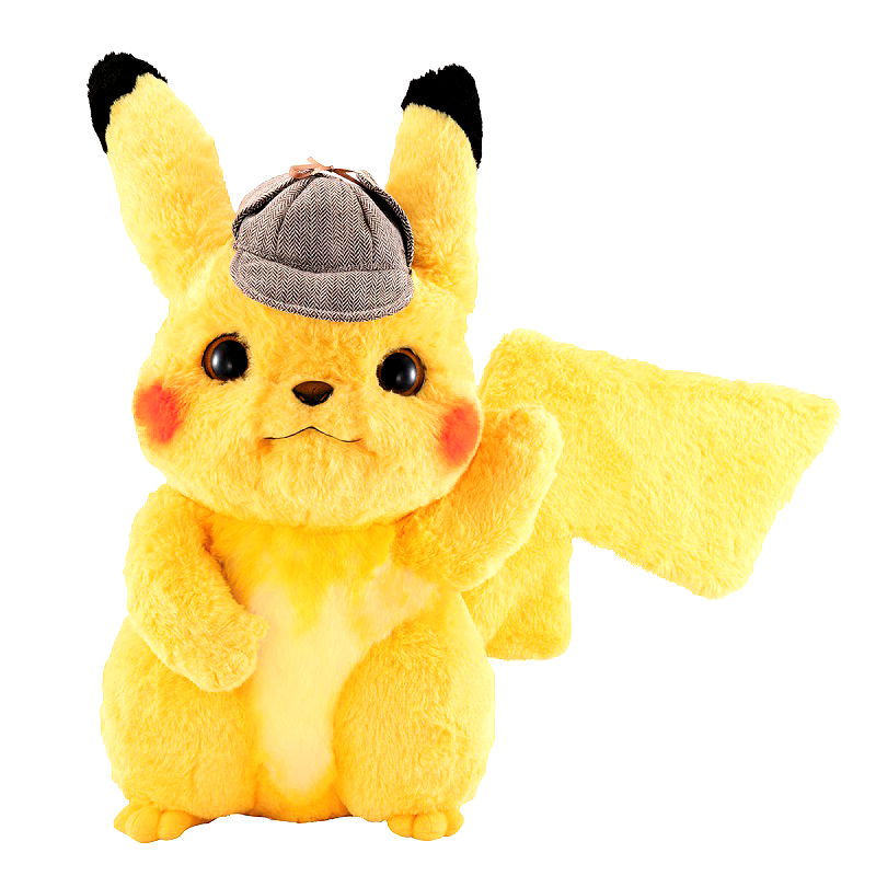 A new life-sized plushie of “Detective Pikachu” with adjustable arms, legs, ears, and tails is now available for order online.