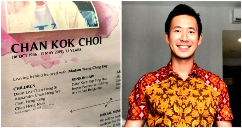 Malaysian Family Advertises Single Son as an Eligible Bachelor in His Father’s Obituary