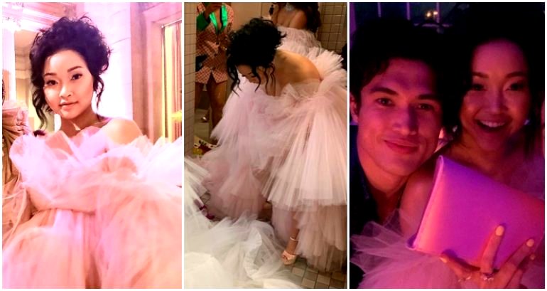 Lana Condor Lost Her Phone in Her Poofy Met Gala Dress But Charles Melton Was There to Save the Day