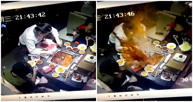 Hot Pot Explodes in Waitress’ Face After Customer Drops Lighter in Soup