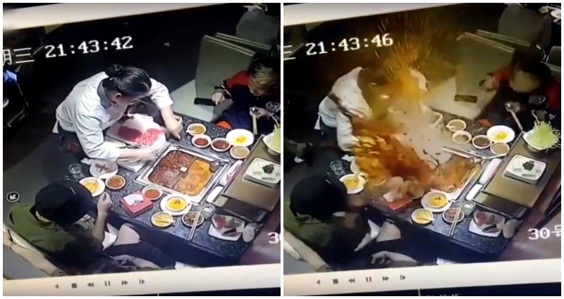 Hot Pot Explodes in Waitress’ Face After Customer Drops Lighter in Soup