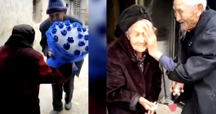 97-Year-Old Man Gives His Wife, 99, Roses on ‘Chinese Valentine’s Day’